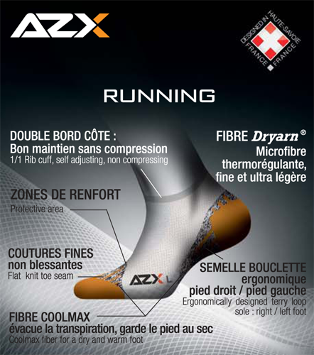 Azertex - Running AZX Ultra-courte , CHAUSSETTES FEMME